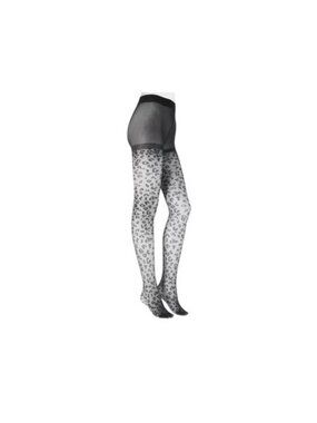 STEVE MADDEN Black Sheer Leopard Print Tights Size L/XL NEW NIP